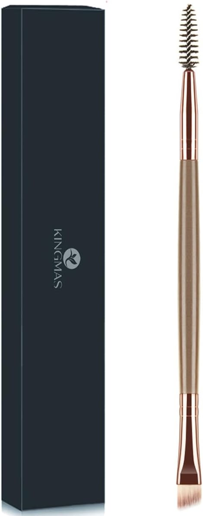 Duo Eyebrow Brush - KINGMAS Professional Angled Eye Brow Brush and Spoolie Brush (Black)