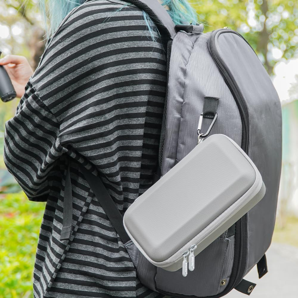 PALUMMA PU Leather Carrying Case Portable Shoulder Bag for DJI Osmo Mobile 7P/7 Hard Travel Storage, Grey, Portable Hard Storage Bag image number 6