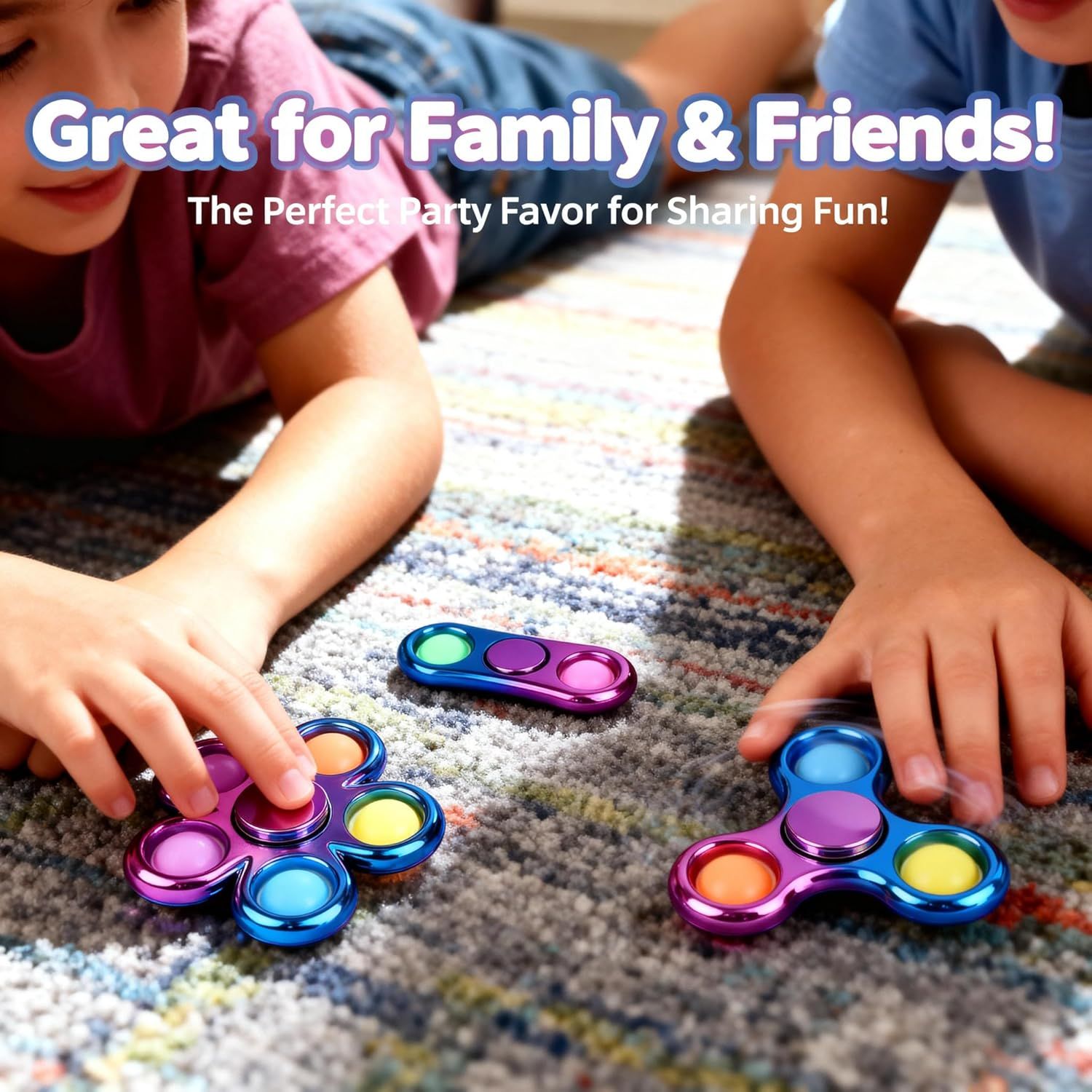 Zoltrax 3 Pack Pop Fidget Spinner,Rainbow Metal Pop It Fidget Toy for Kids Adults,Sensory Toys for Kids Party Favors Supplies,Adhd Focus Stress Relief Hand Spinner image number 1