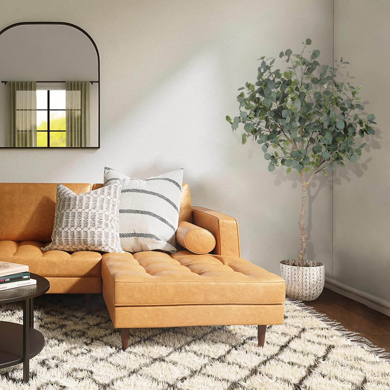 6Ft Artificial Eucalyptus Tree in Plastic Nursery Pot, Tall Faux Eucalyptus Stems Fake Plants with 846 Silver Dollar Leaves, Artificial Trees for Office House Living Room Home Decor Indoor image number 1