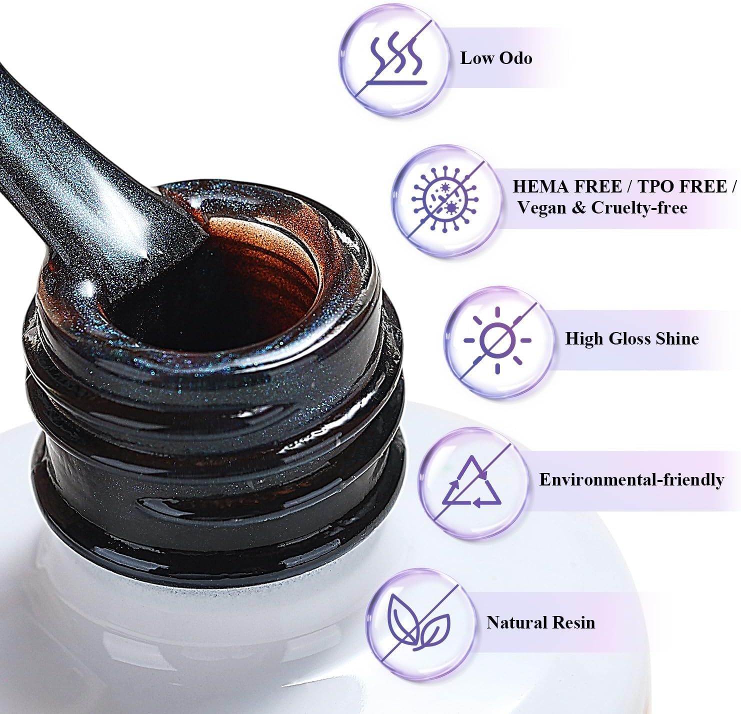 Nicedeco Hema Free Cruelty Free Vegan Cat Eye Gel Nail Polish, High Gloss Long Lasting Soak off LED U V Gel Polish 1 Pcs 15Ml - 305 image number 5