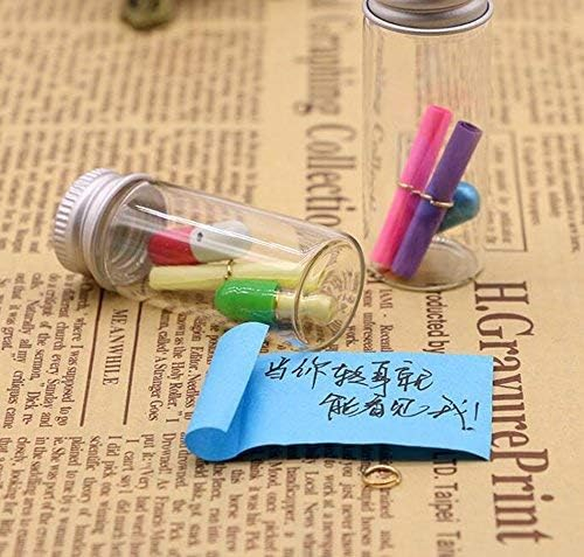 12PCS 15Ml Clear Glass Cute Strong Decorative Bottles Vials Tube Jars Cans Container with Aluminum Cap for Cosmetics Dispensing Sample Message Essential Oil Powders Wishing Storage image number 2