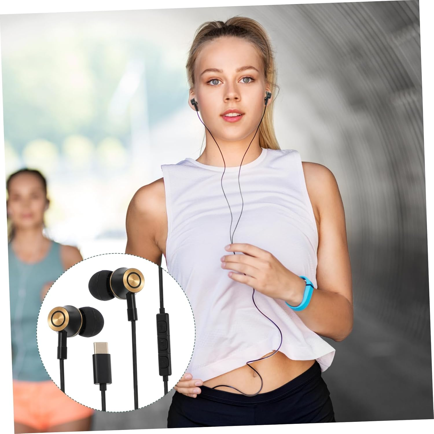 ELAYARD USB Type-C In-Ear Earphones with Metal Housing and Microphone, Noise Canceling Wired Earbuds with Volume Control for Phones and Tablets, Black, for Calls and Music Listening image number 6