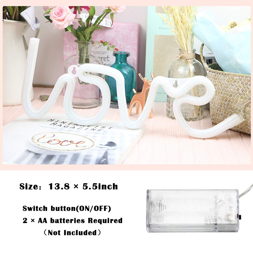 Mortime LOVE LED Neon Light Sign for Party Supplies, Girls Room Decoration Accessory, Table Decoration (Pink Love) image number 3