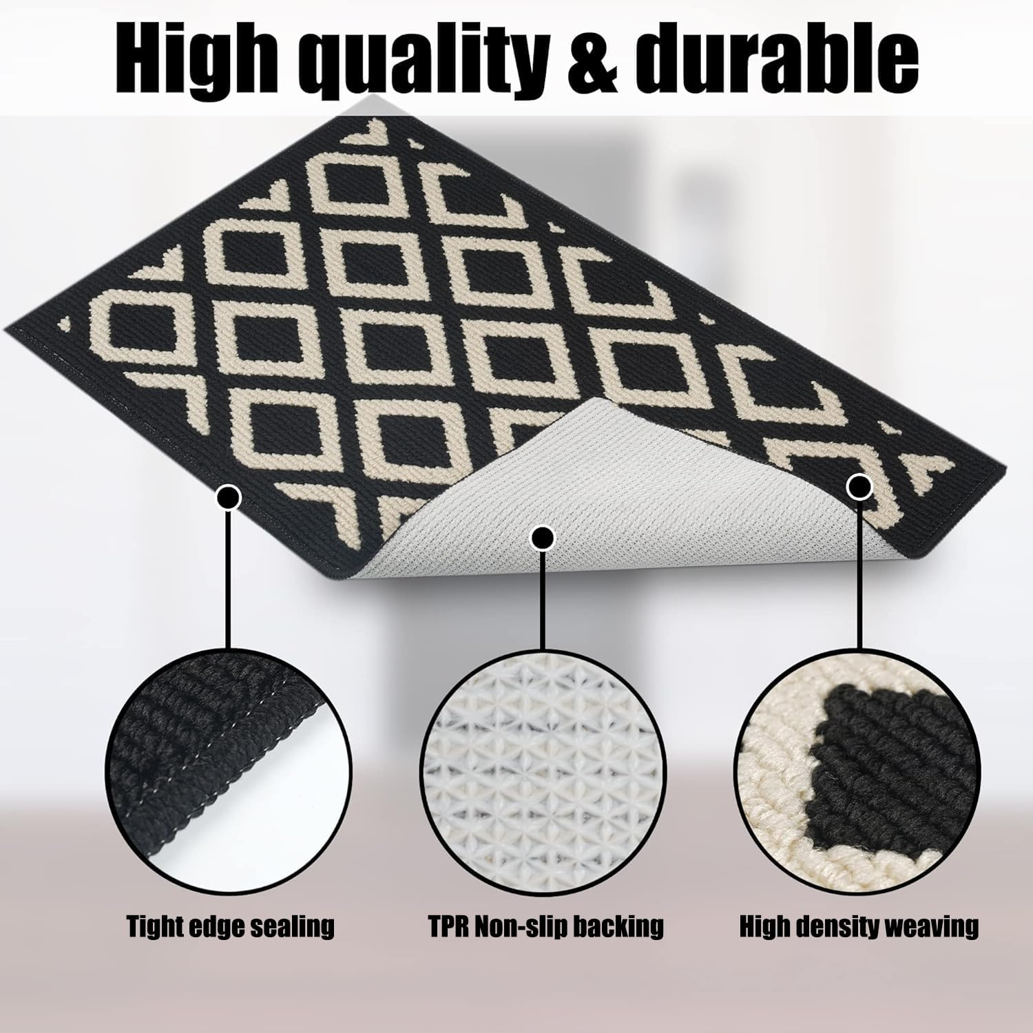 Indoor Door Mat, Non-Slip Absorbent Resist Dirt Entrance Mat, Anti-Slip, Machine Washable Front Doormats, Low Profile inside Floor Mat Doormat for Entryway, 32X20 Inches image number 4