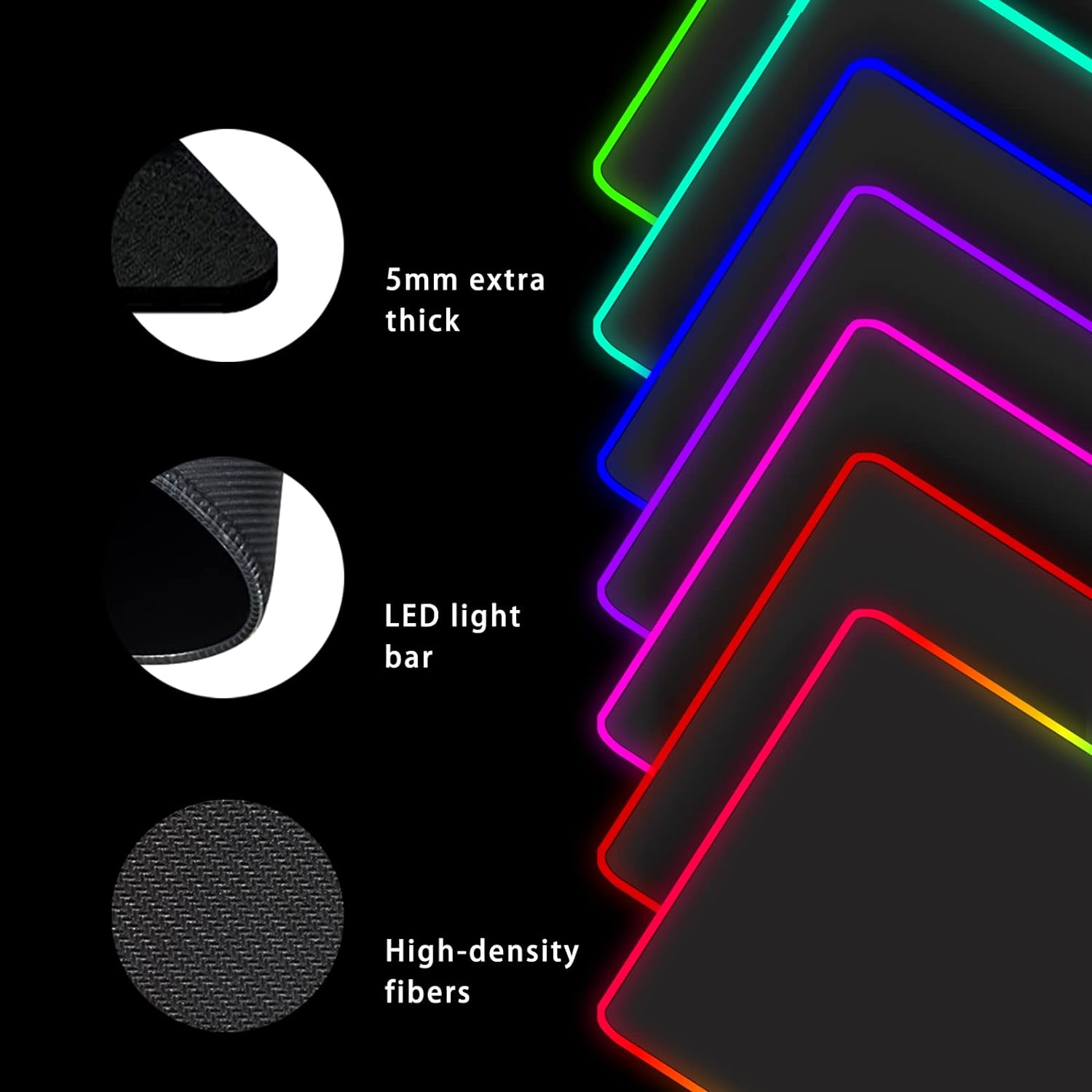 RGB Gaming Mouse Pad Extended Desk Mat 90X40Cm RGB Gaming Keyboard Pad Desk Mat Gaming Extra Large Upgrade Thickening 5Mm XXL Large Pro Mouse Mat Non-Slip Rubber for Pcgamer, Office (Black) - Pink image number 7