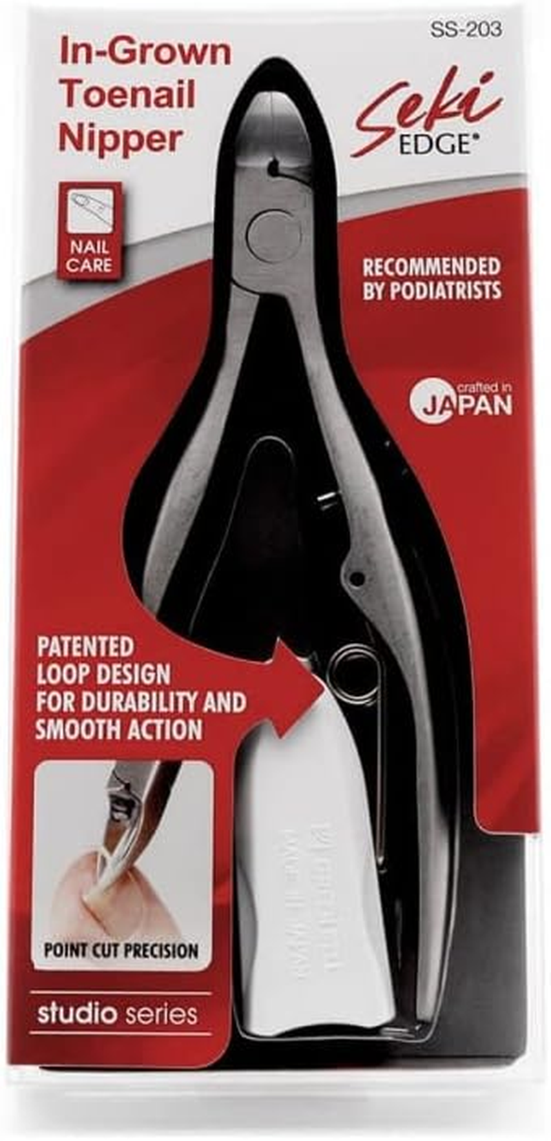 Seki Edge Ingrown Toenail Nipper (SS-203) - Stainless Steel Ingrown Toenail Tool Nail Cutter Nippers for Small Precise Cuts to Prevent in Grown Nails - Pedicure Tools for Men & Women - Made in Japan