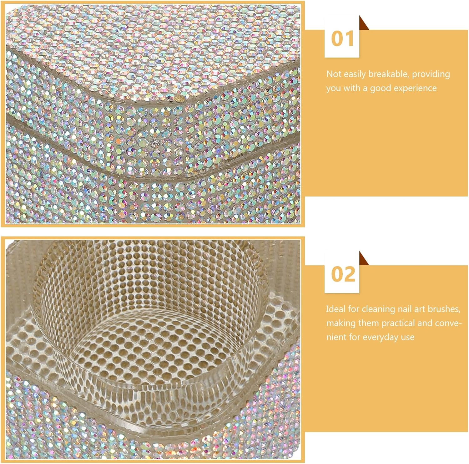 HAKIDZEL Dappen Dish for Acrylic Nail Liquid: Monomer Dish Powder Cup - Decorative Glass Jar for Brush Nail Polish Remover Holder image number 2