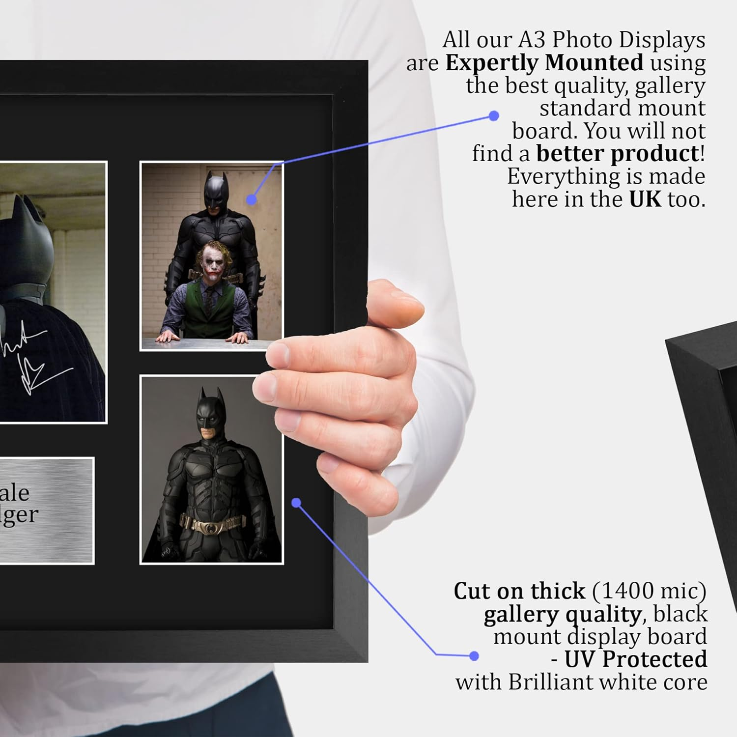 HWC Trading FR A3 Christian Bale & Heath Ledger the Dark Knight Batman & Joker Gifts Printed Signed Autograph Picture for Movie Memorabilia Fans - A3 Framed image number 2