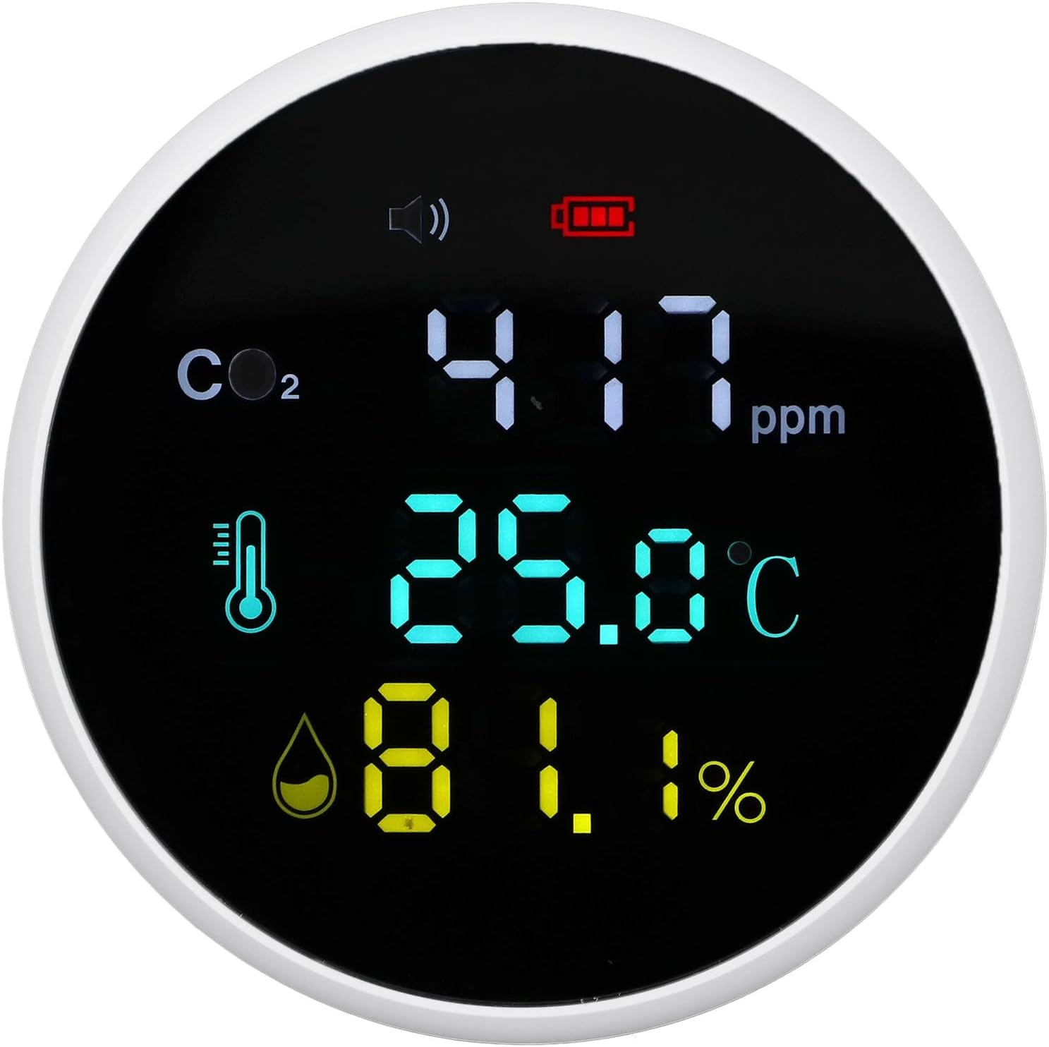 Desktop CO2 Temperature Humidity Monitor Real Time Monitoring CO2 Detector with Alarm for Home Office, 400‑5000PPM Detection Range image number 2