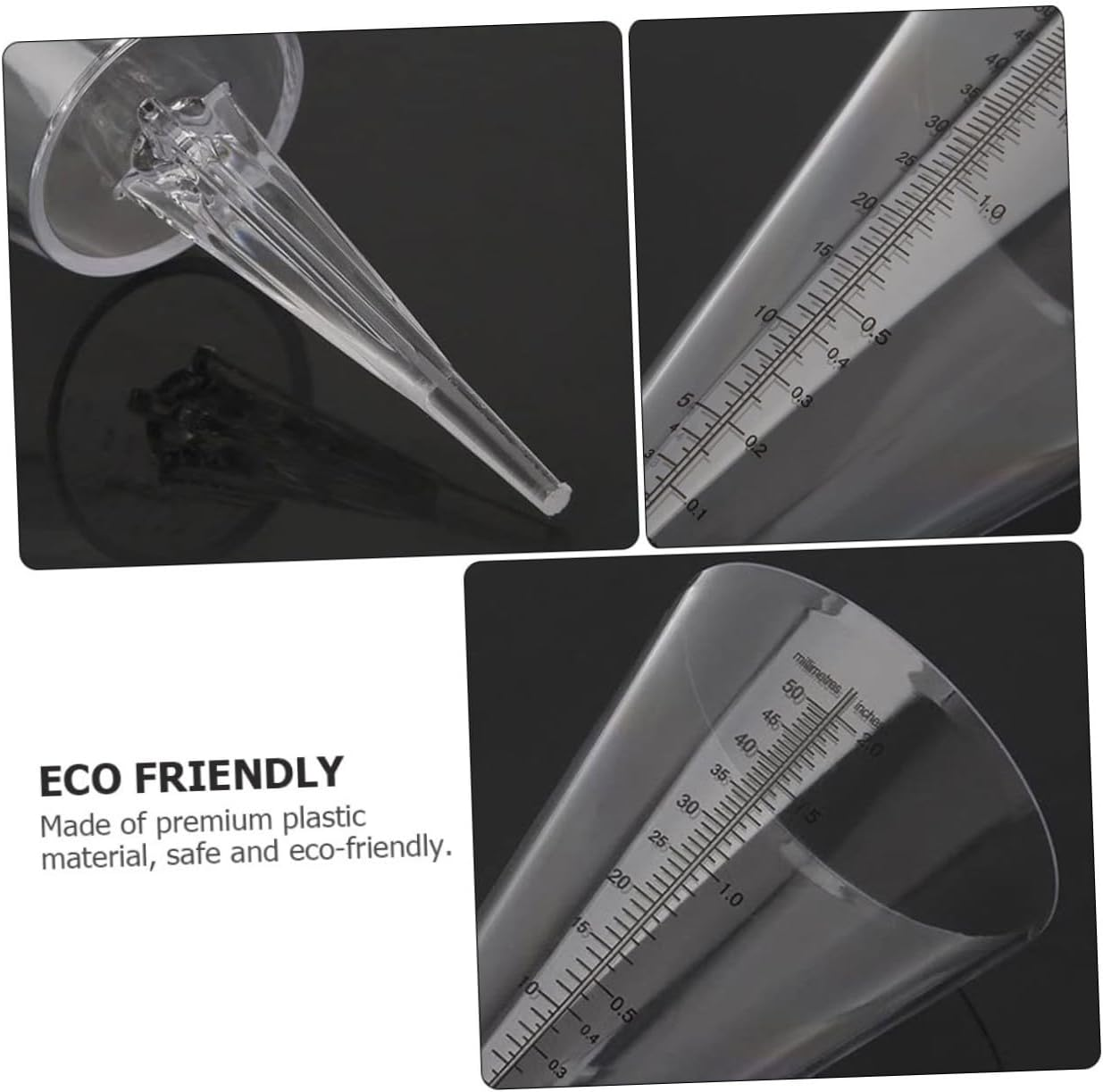 Garneck 3Pcs Transparent Cone-Shaped Rainfall Gauge with Clear Graduated Scale Plastic Outdoor Rain Gauge for Garden Lawn Farming Measurement image number 5