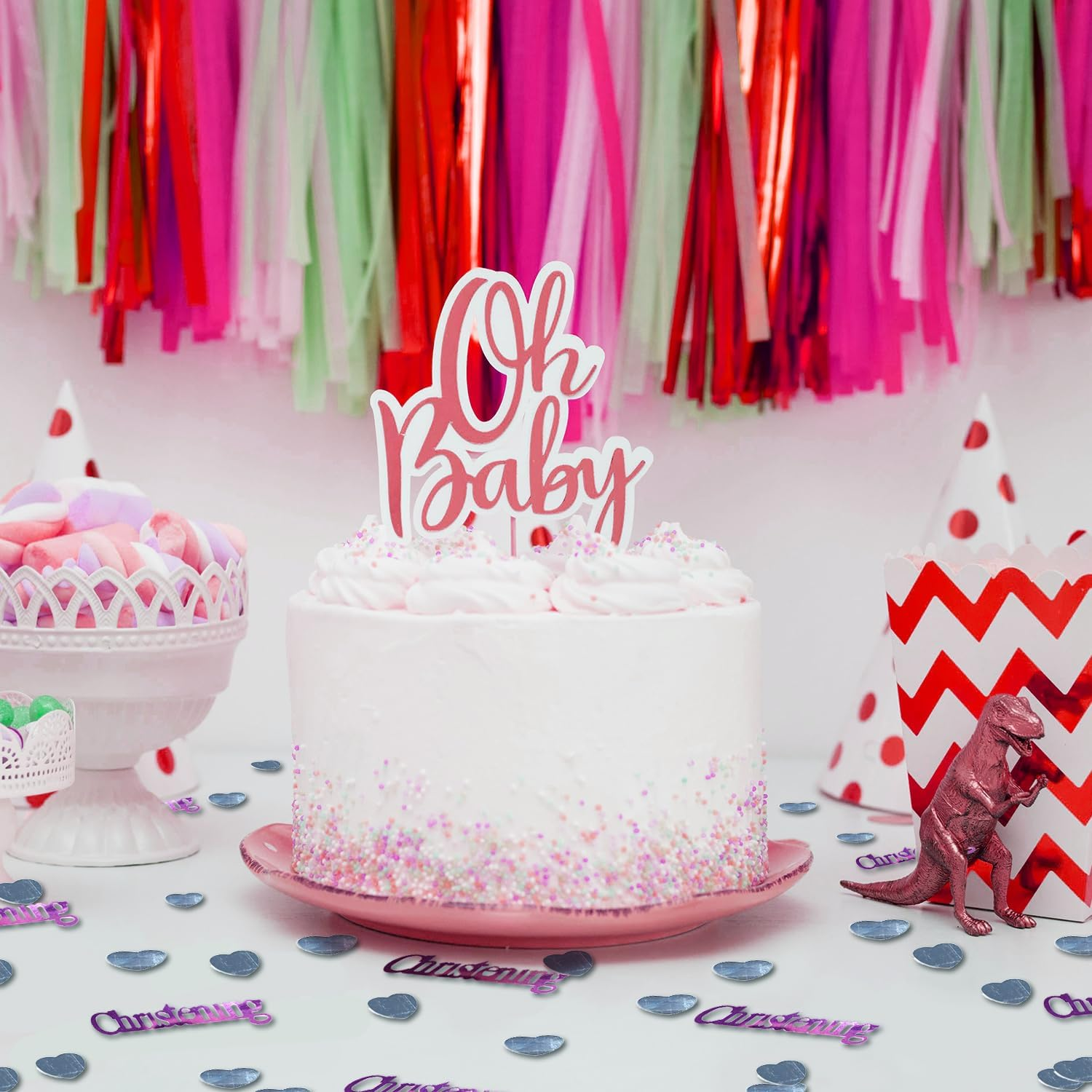 Christening Table Confetti, Pink Christening Confetti for Girl Glitter Confettis Table Scatter Decorations for Baby Gender Reveal Baptism Christening Decorations Y11FSXLZX image number 1