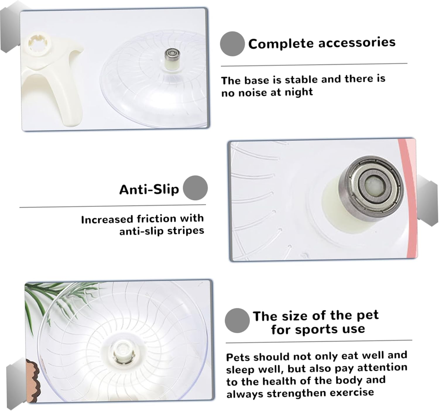 7Inch Silent Hamster Wheel, Non-Slip, Stable Exercise Wheel for Dwarf Hamsters, Gerbil, Rat, Small Animals, White, Indoor image number 4