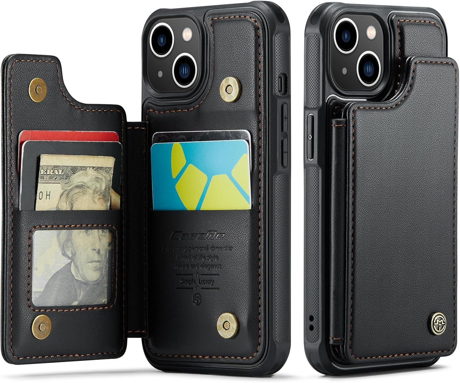 UEEBAI Wallet Case with Card Holder for Iphone 13 6.1 Inch, RFID Blocking Flip Case PU Leather Folio Case Kickstand Card Slots Case Magnetic Clasp Cover Shockproof Case for Women and Men - Green