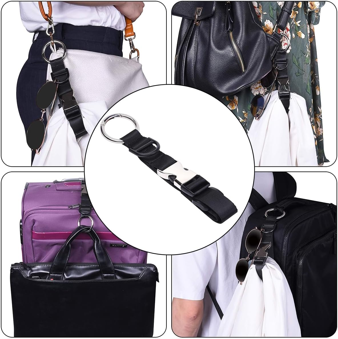 Enwye Adjustable Black Metal Luggage Buckle Strap for Suitcases, Backpacks, Bags, Travel Gear image number 1