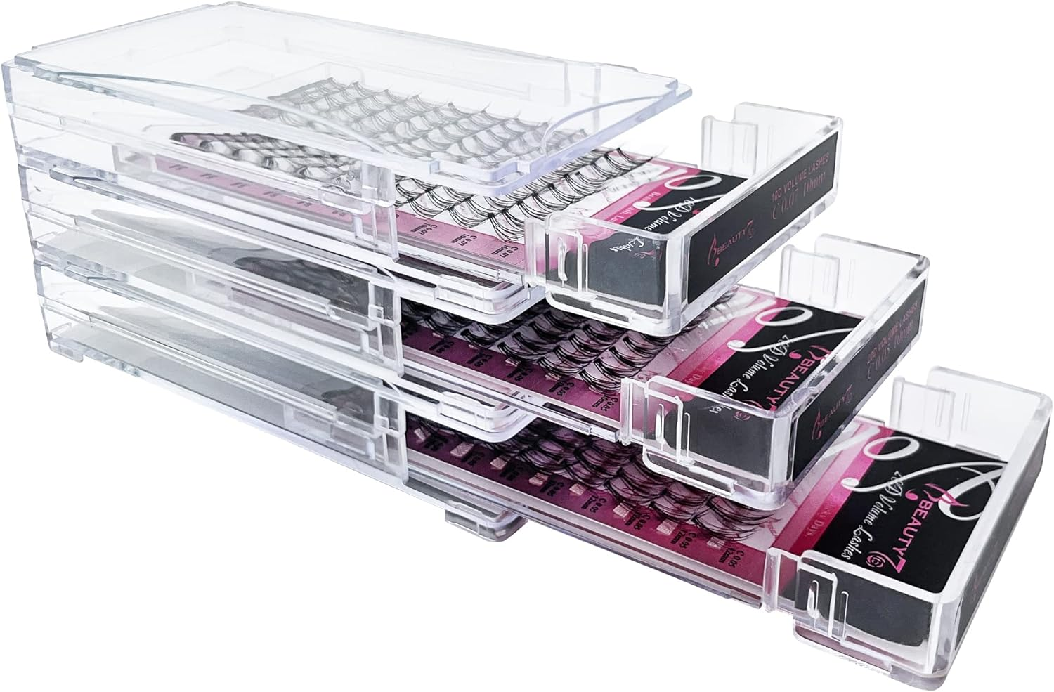 Beauty7 3 Boxes Premade Fans Eyelash Extensions 10D C Curl Volume Lashes Wide Stem Synthetic Mink Individual Fans Lashes for Eyelash Extensions 0.07Mm Thickness / 8-15Mm Length 100 Fans/Box image number 2