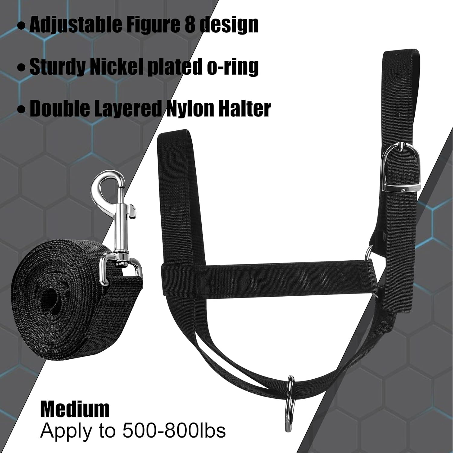 Hillban Cow Halter Cattle Halters Adjustable Calf Halter with Leading Rope for Miniature Horse Donkey Goat Foal Nylon Cattle Halters Training Supplies image number 3