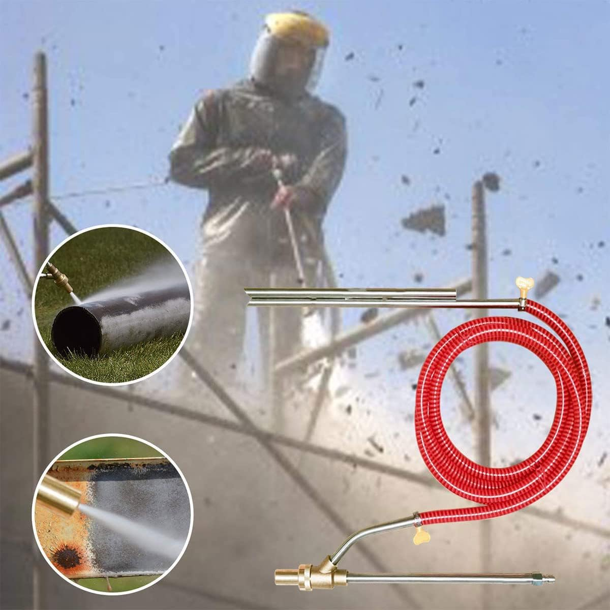 Pressure Washer Sandblasting Kit, Wet Sandblaster Attachment with 5000 PSI High Pressure, 1/4 Inch Quick Connect Sand Blaster Kit, Replacement Nozzles & Protective Glasses for Effective Cleaning image number 3