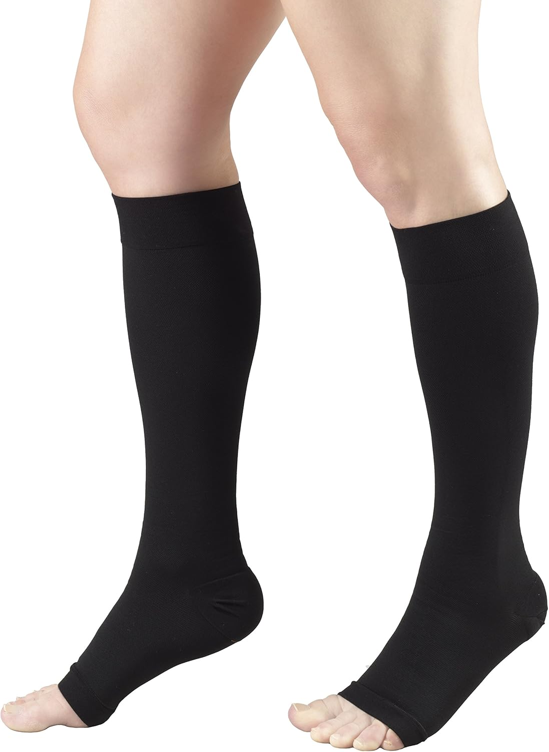 Truform 30-40 Mmhg Compression Stockings for Men and Women, Knee High Length, Open Toe, Black, 2X-Large