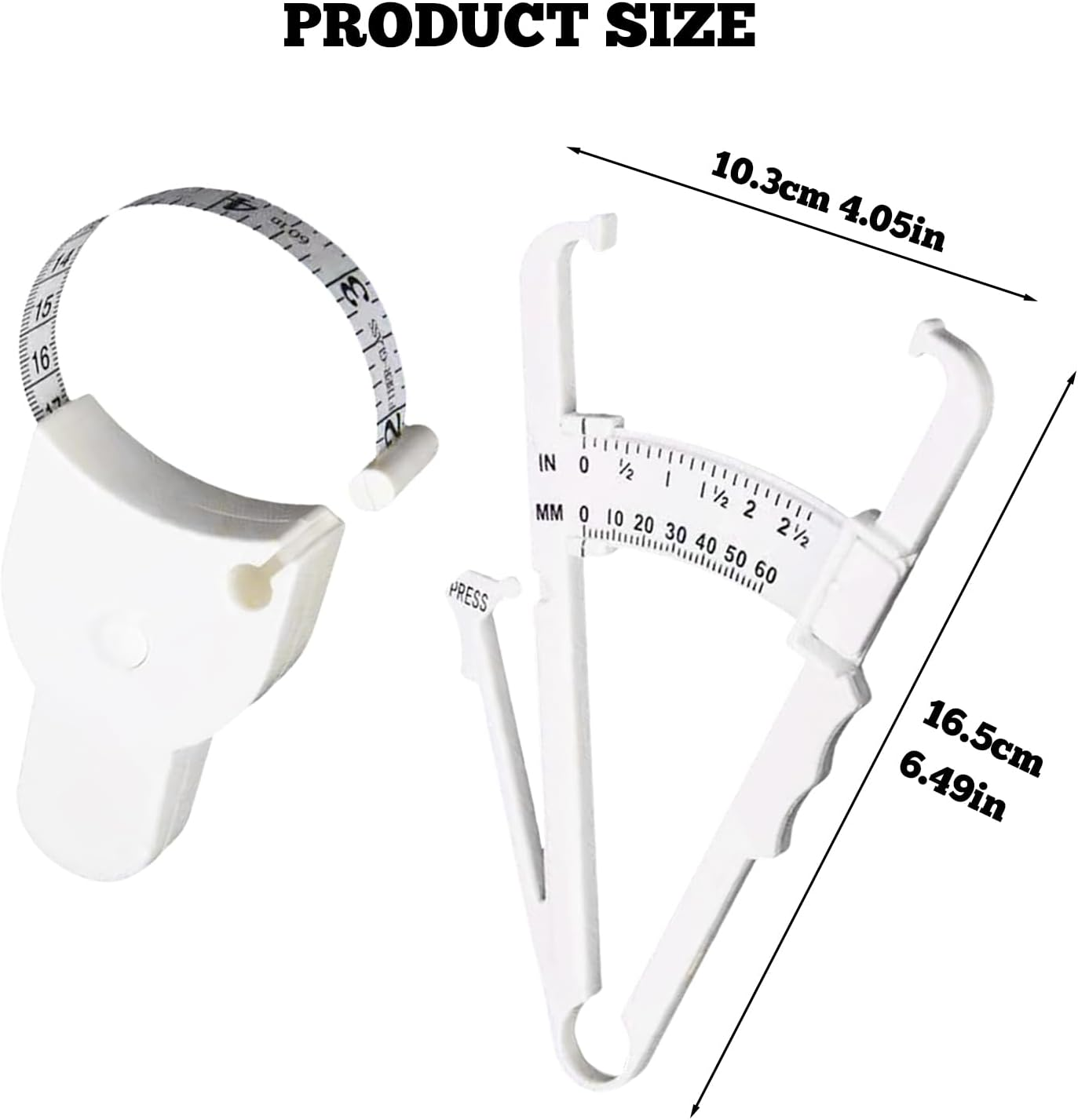 Body Fat Caliper & Measuring Tape for Body - Skinfold Calipers & Body Fat Tape Measure Tool for Accurate BMI Measurement, Fitness & Weight Loss Tracking (Upgraded Design 2-Pack Set) image number 5