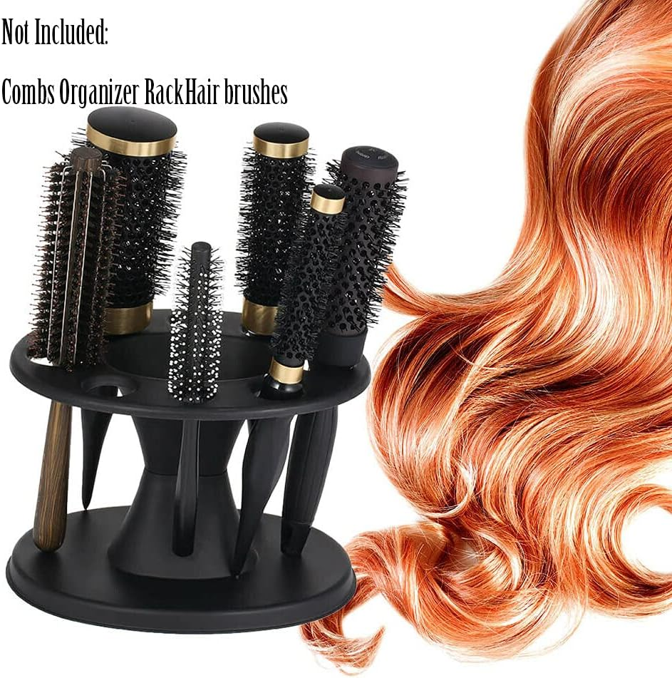 AKOAK 1 Pack Comb Display Rack Circular Plastic Hair Brush Storage Frame Professional Salon Hair Perm and Hair Dye Storage Tool Accessories (Black) image number 3