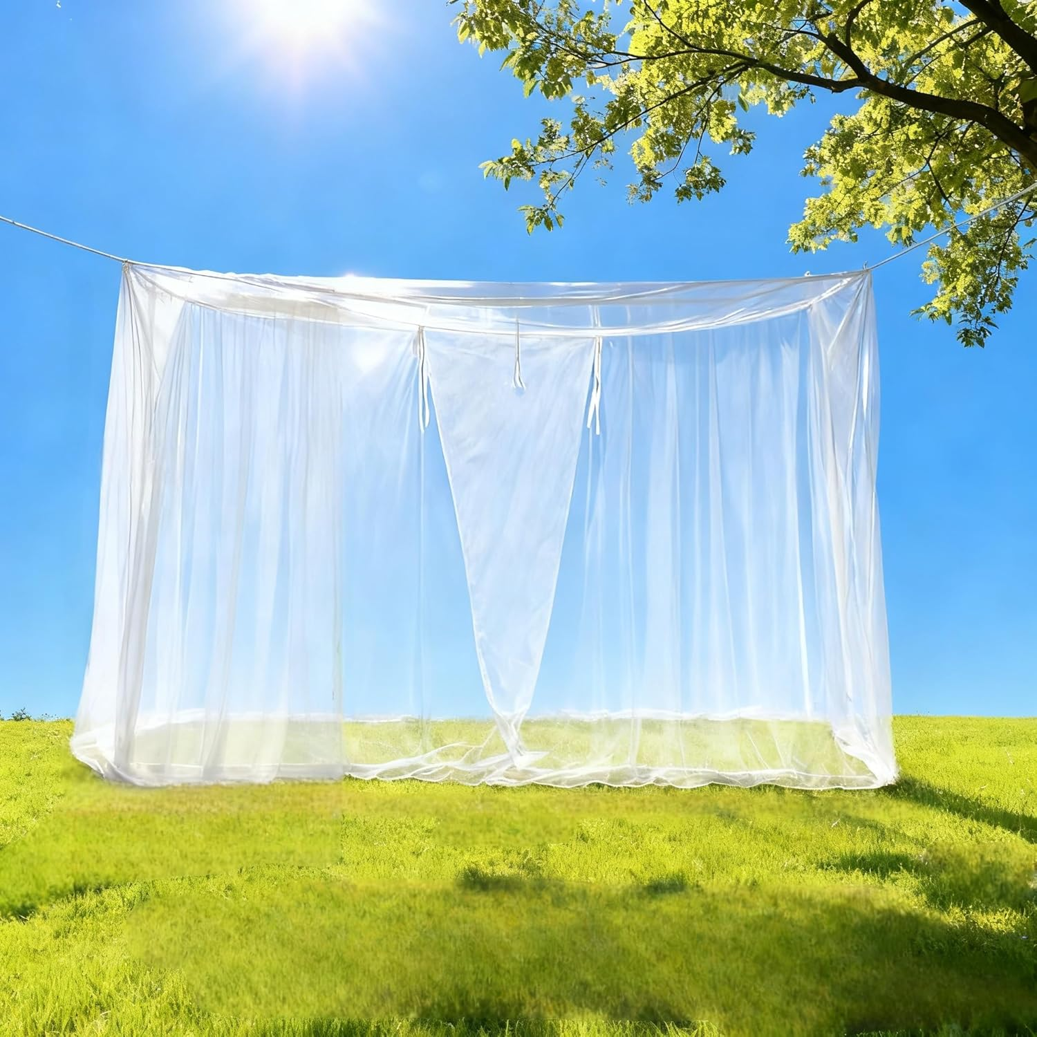 Camping Mosquito Net Outdoor Net for Camping Hiking Backpacking, 300X300X195Cm Ultra Large Mosquito Netting with Carry Bag, Premium Quality for Indoor Use and Travel (Single Door 300 * 300 * 195Cm)