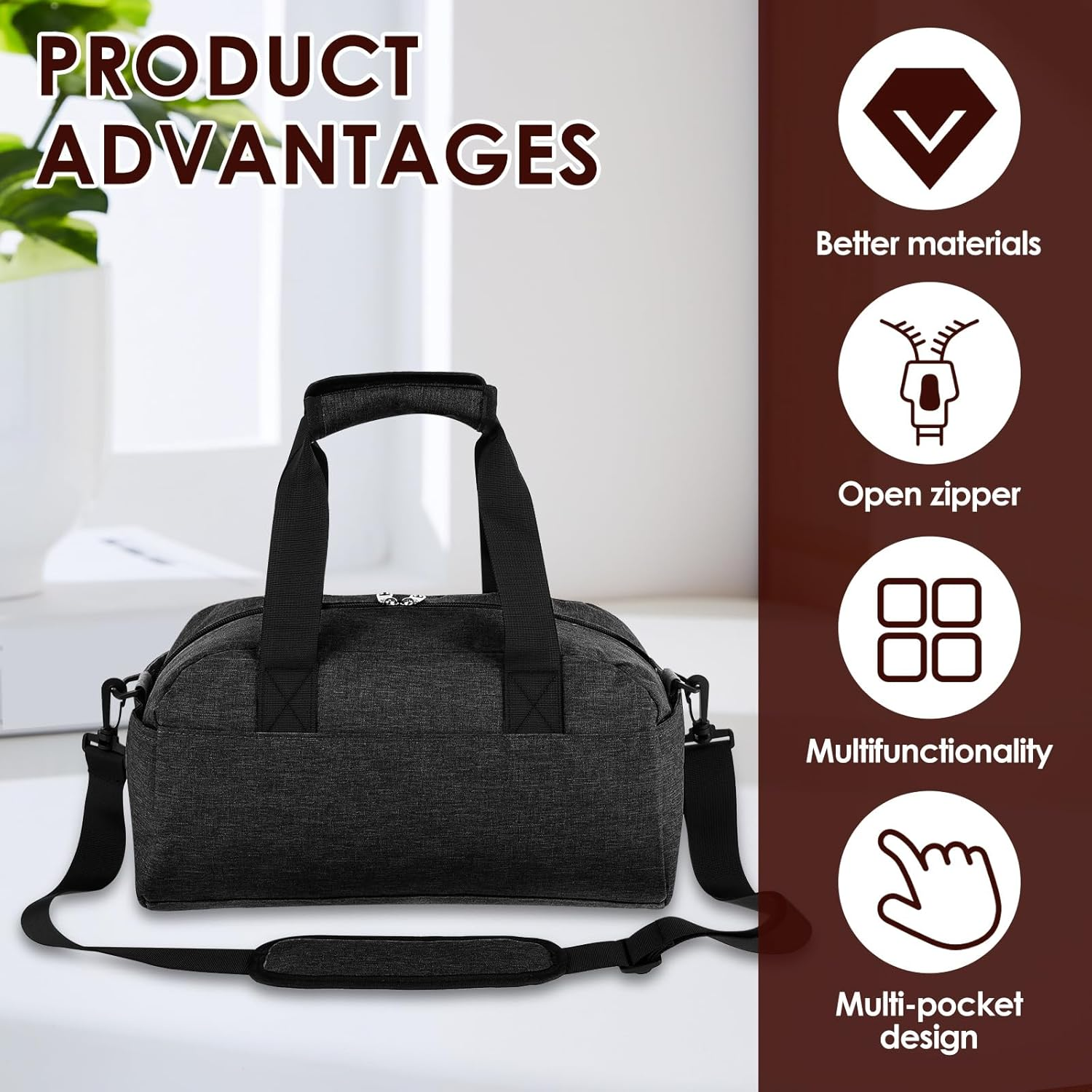 Polyester Small Gym Bag, Sport Duffle Bag Multiple Pocket Mini Luggage Bags with Shoulder Strap Easy to Access Small Gym Handbag for Fitness Workout, Travel, Dance, Ballet, Swim(Grey) image number 2