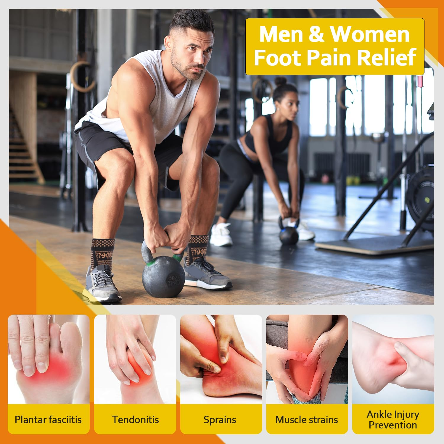 Copper Ankle Brace Plantar Fasciitis Socks,H HOME-MART Copper Infused Ankle Support Compression Sleeve for Men & Women, for Foot Pain Relief, Plantar Fasciitis, Sprained Ankle, Achilles Tendonitis,Recovery, Daytime or Night Use (Medium) image number 2