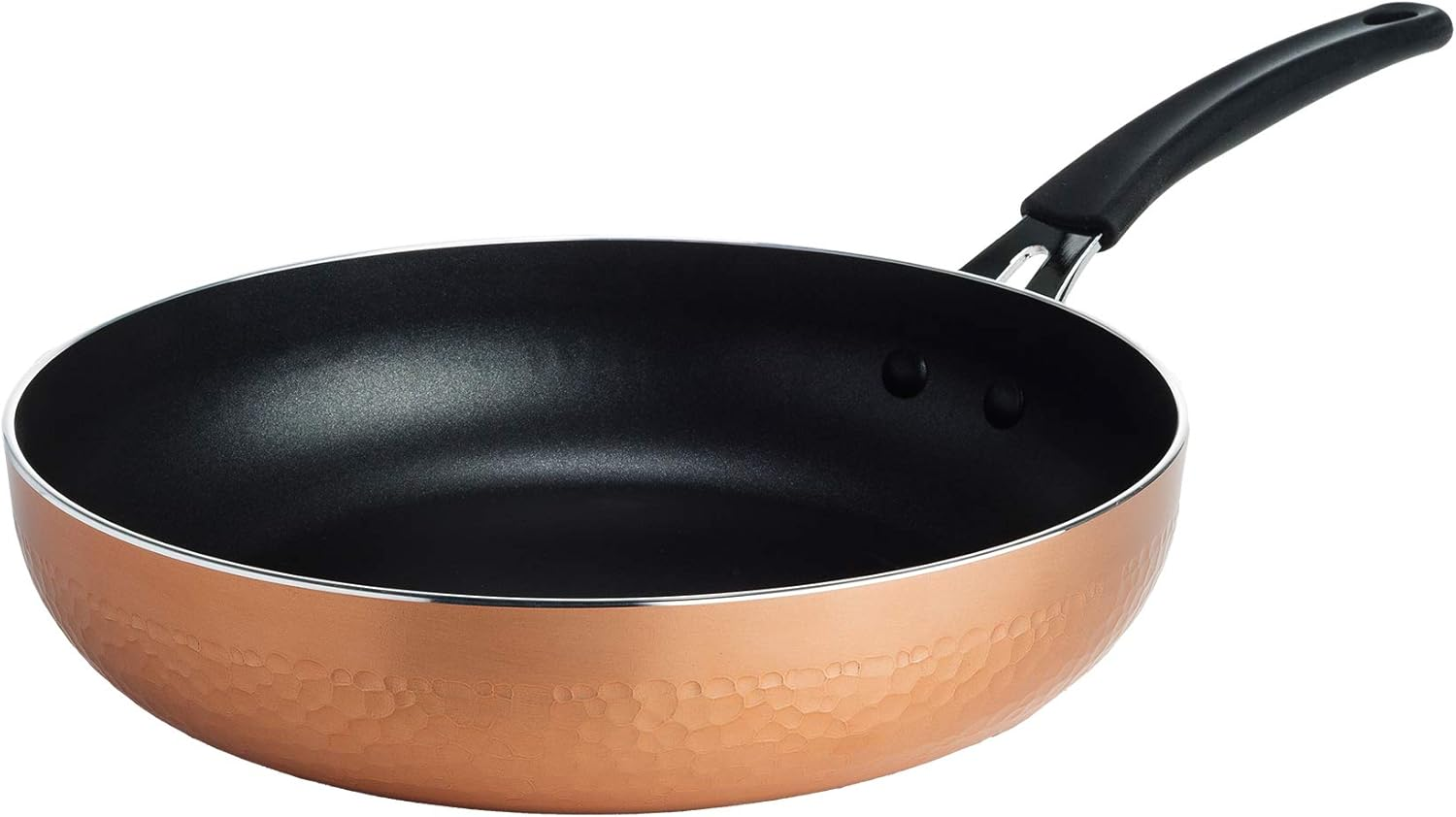 Ecolution Impressions Hammered Nonstick Frying Pan, Dishwasher Safe Cookware with Riveted Stainless Steel Handles, 12-Inch, Copper image number 3