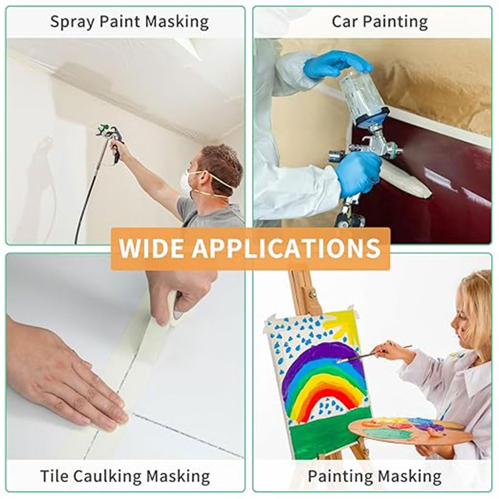 6 Rolls White Masking Tapes,Writable Paper Painters Tape,Per Roll Craft Tape for School, Office, Home, Arts & Crafts, Labeling 25Mm X 20M per Roll