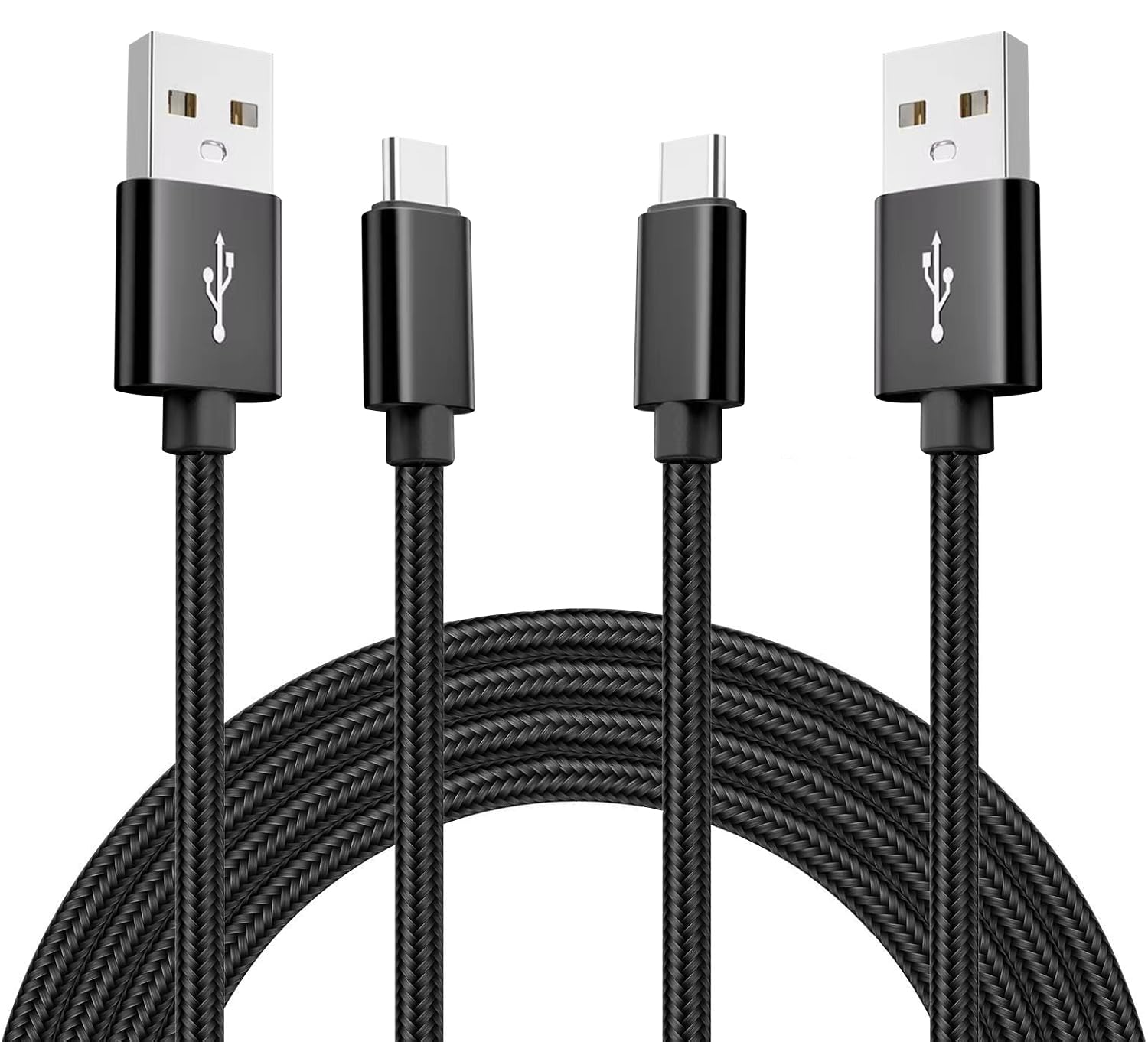 USB C Cable (1M 2-Pack), USB a to USB C Fast Charging Cord Nylon Braided Compatible with Iphone 17/16/15 Galaxy S25 S24 S23 S22 S21 A51 S10 S9, and Other USB C Devices-Black image number 6