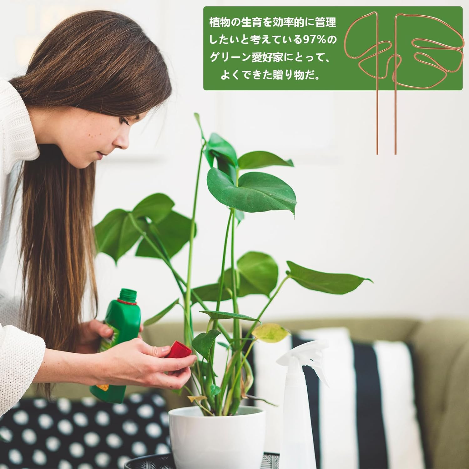 Charming Club Golden 30Cm 1PCS Plant Support for Monstera Potted Bendable Aluminum Wire Assisted Plant Growth Plant Lodging Prevention image number 6