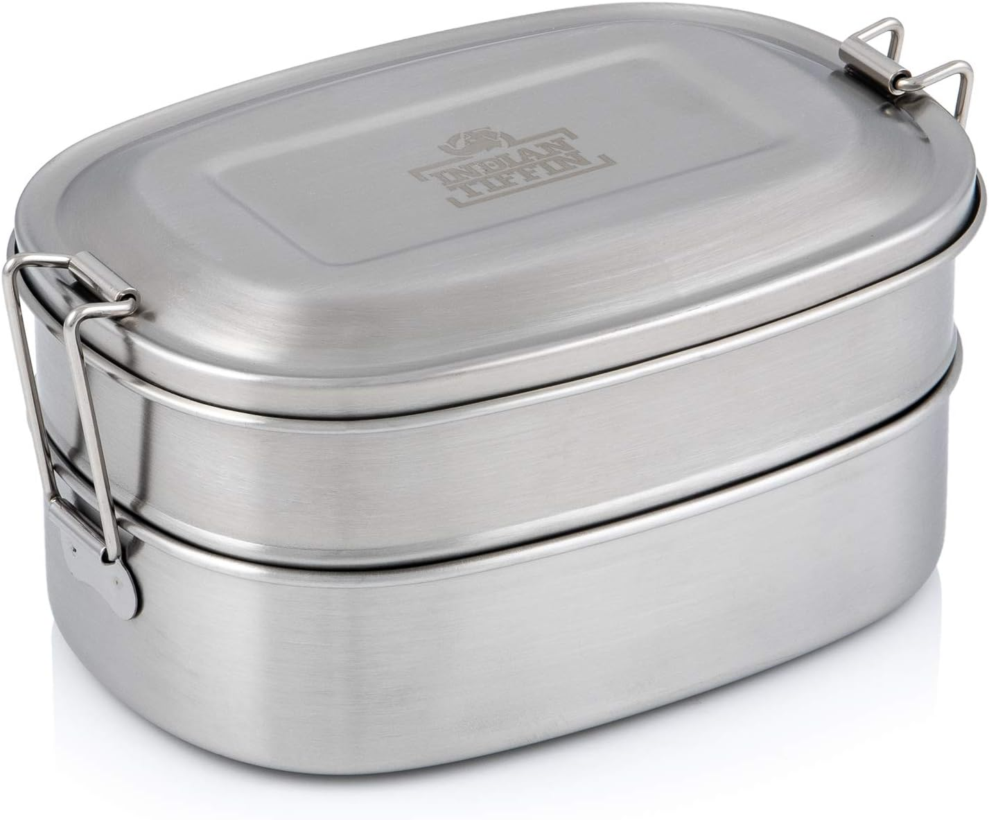 Indian-Tiffin Stainless Steel Double Layer Rectangular Lunchbox with Divider