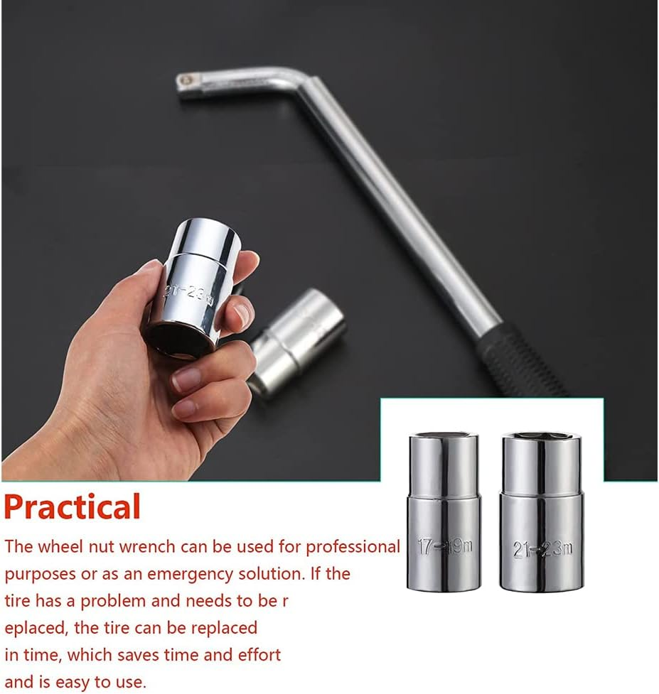 Extendable Wheel Brace, Telescopic Lug Wrench with 17/19Mm and 21/23Mm Standard Sockets, Non-Slip, Durable, Retractable for Car/Van/Truck Spare Tyre Breakdown Emergency Tools, Tyre Change Etc. image number 5
