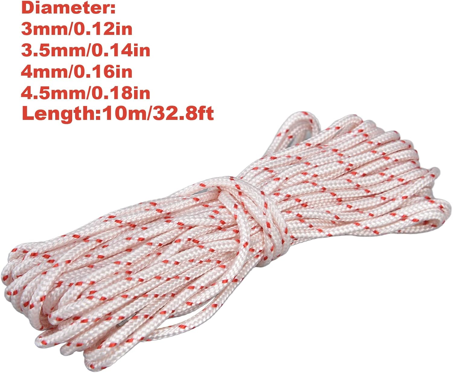 Lawn Mower Nylon Rope, Chain Saw Pull Cord Recoil Starter String Rope Replacement Edger Brush Cutter Engine Parts Cord Recoil for String Trimmer Edger Craftsmans 10 Meter(3.0Mm)