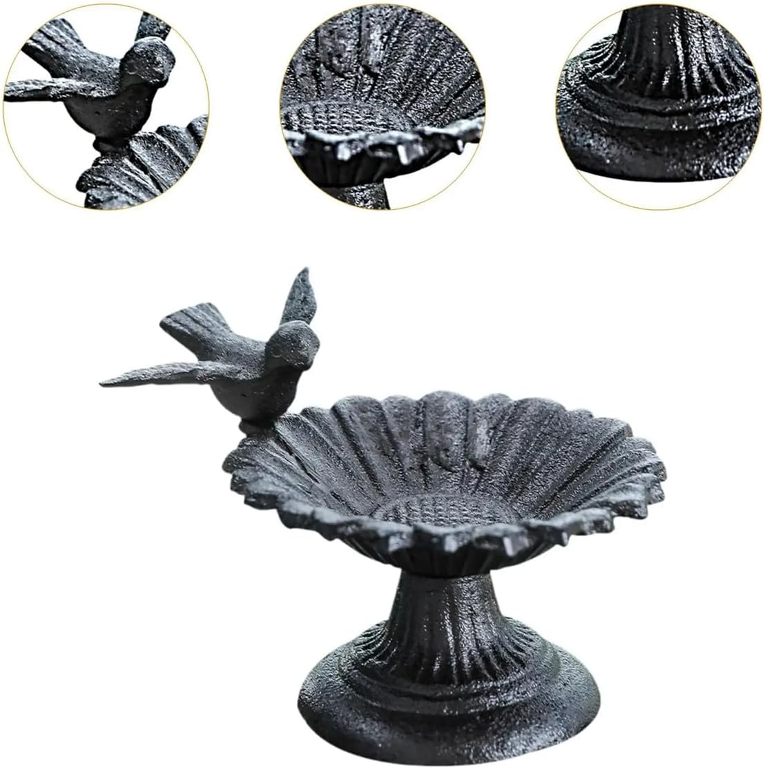 AIMALL European Style Cast Iron Bird Feeder Retro Petal Basin Decorative Dish for Balcony Garden Indoor Tabletop Living Room Home Ornaments as Shown 5.11In X 4.72In image number 6