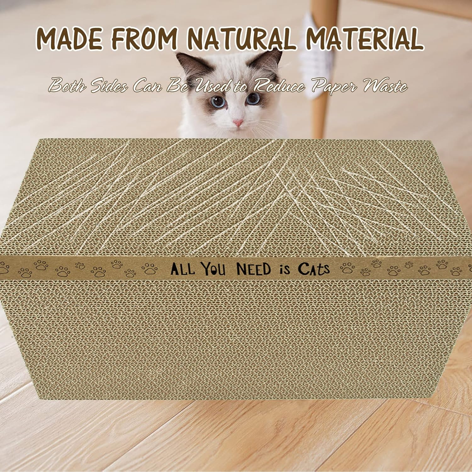 Accencyc Cardboard Cat Scratcher Pads Cat Scratching Board for Indoor Cats 17&rdquo;Lx8.3&rdquo;Wx1&rdquo;H Dual-Side Corrugated Cat Scratching Post Reusable Cat Supplies - 6 Pack - 3-Pack image number 6