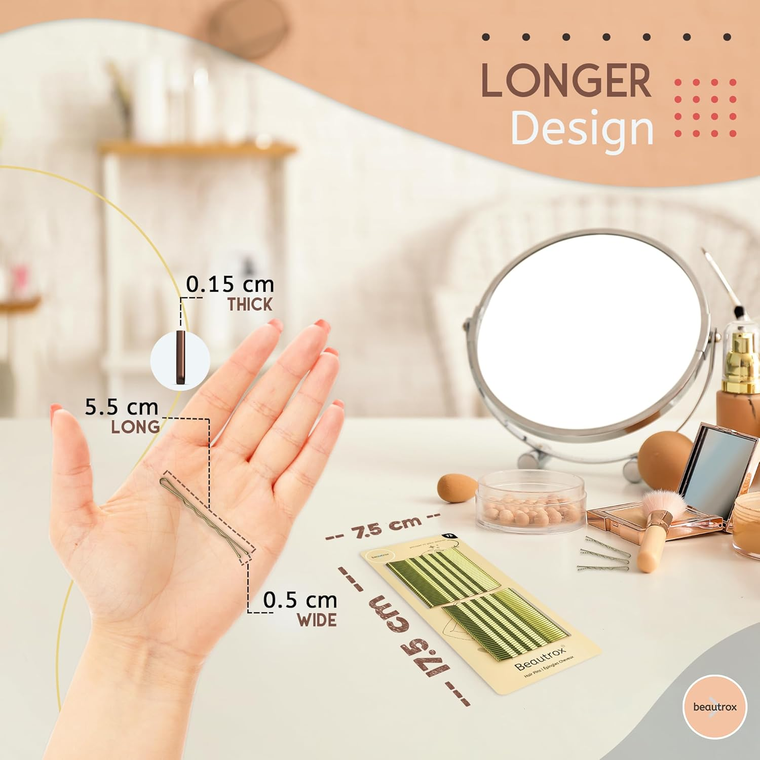 Beautrox Blonde Hair Pins for Women &mdash; 72 Pieces, 5.5Cm Blonde Hair Grips &mdash; Sturdy Steel Bobby Pins Blonde for All Day &mdash; Kirby Grips Suitable for All Hair Lengths & Thickness &mdash; Hair Accessories Women image number 4