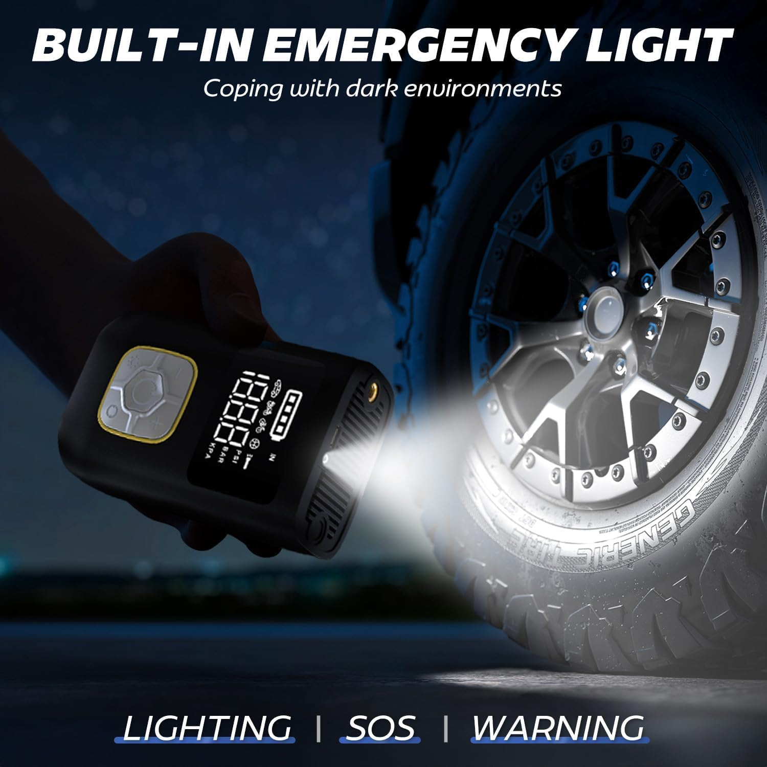 Cordless Tire Inflator Portable Air Compressor, 4000Mah 150PSI Portable Air Compressor Pump with LCD Display, LED Light & Tire Pressure Gauge for Car, Motorcycle, Bike, Ball image number 1