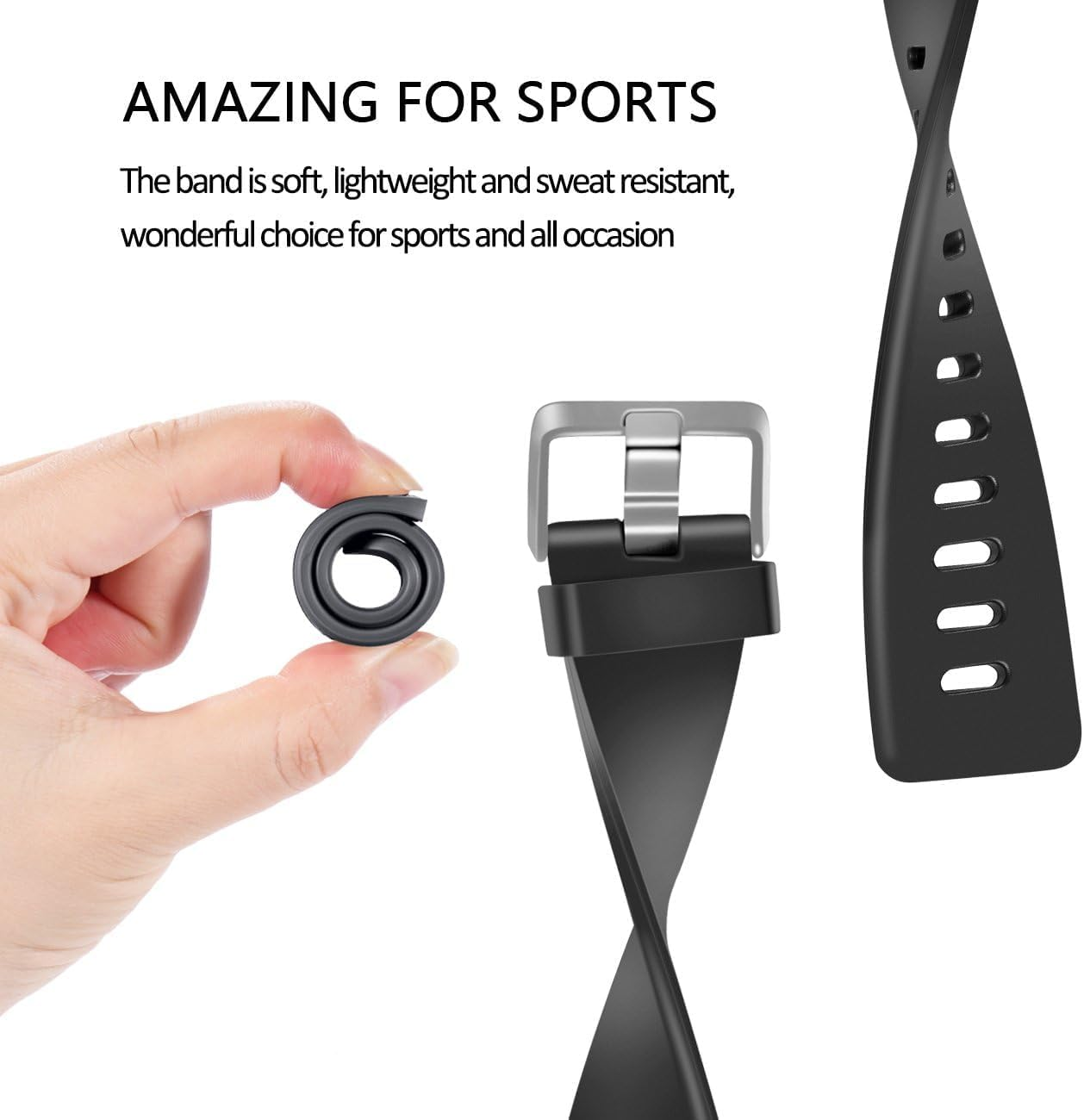 Bands Set for Fitbit, T Tersely Band Strap for Fitbit Versa 2 / Fitbit Versa/Versa Lite, Adjustable Sport Bands for Women Men, Soft TPU Replacement Silicone Bands Fitness Sport Bracelet Straps image number 2