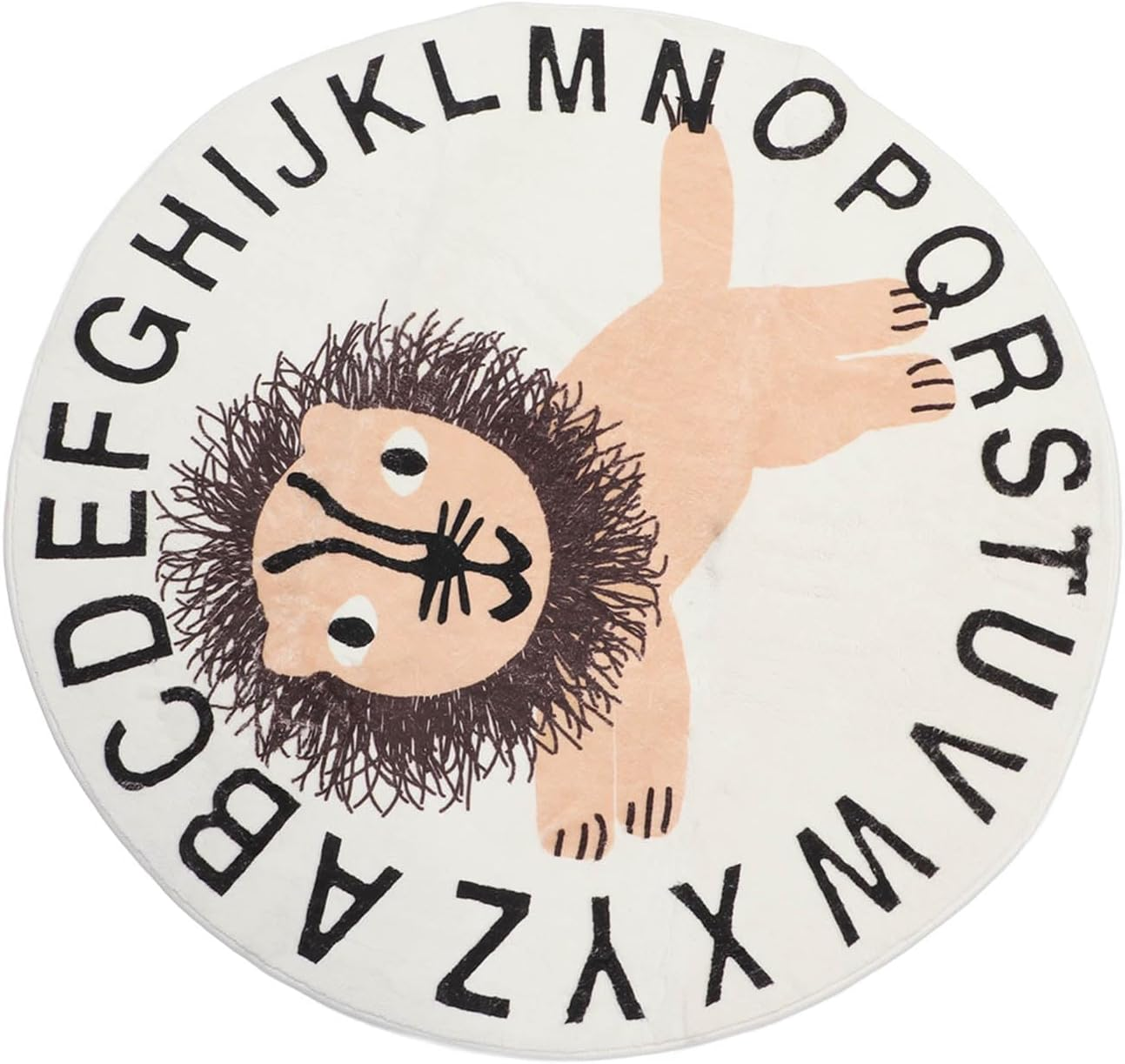 Children'S round Rug, Animal Shaped Soft round Rug, Non-Slip, 100Cm Diameter, for Nursing Room (Lion)