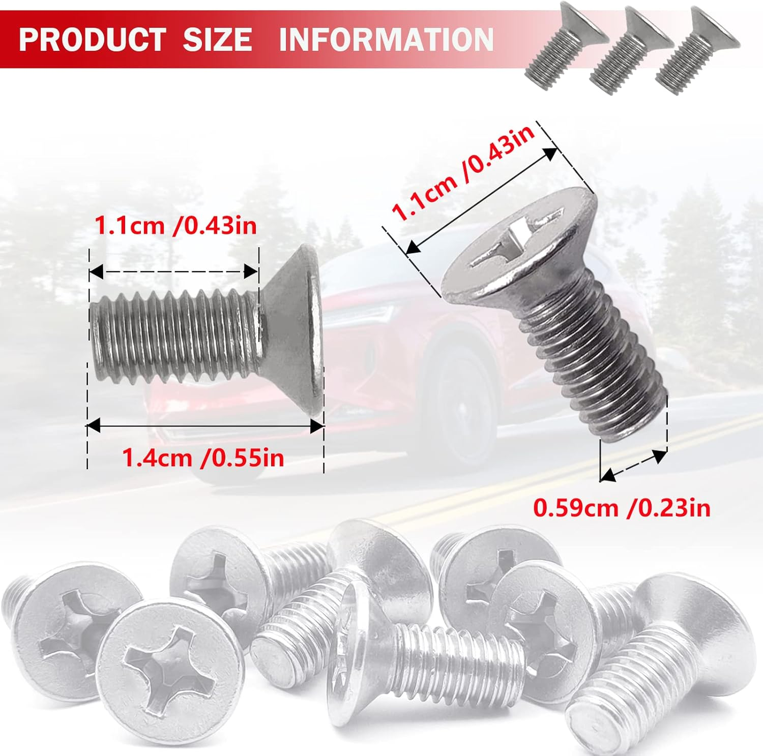 8Pcs Screw Rotor Brake Disc Retaining 93600-06014-0H- Compatible with Honda, Acura, Volkswagen, Audi,Hyundai and Kia Models, Stainless Steel Retaining Screws for Front and Rear image number 3