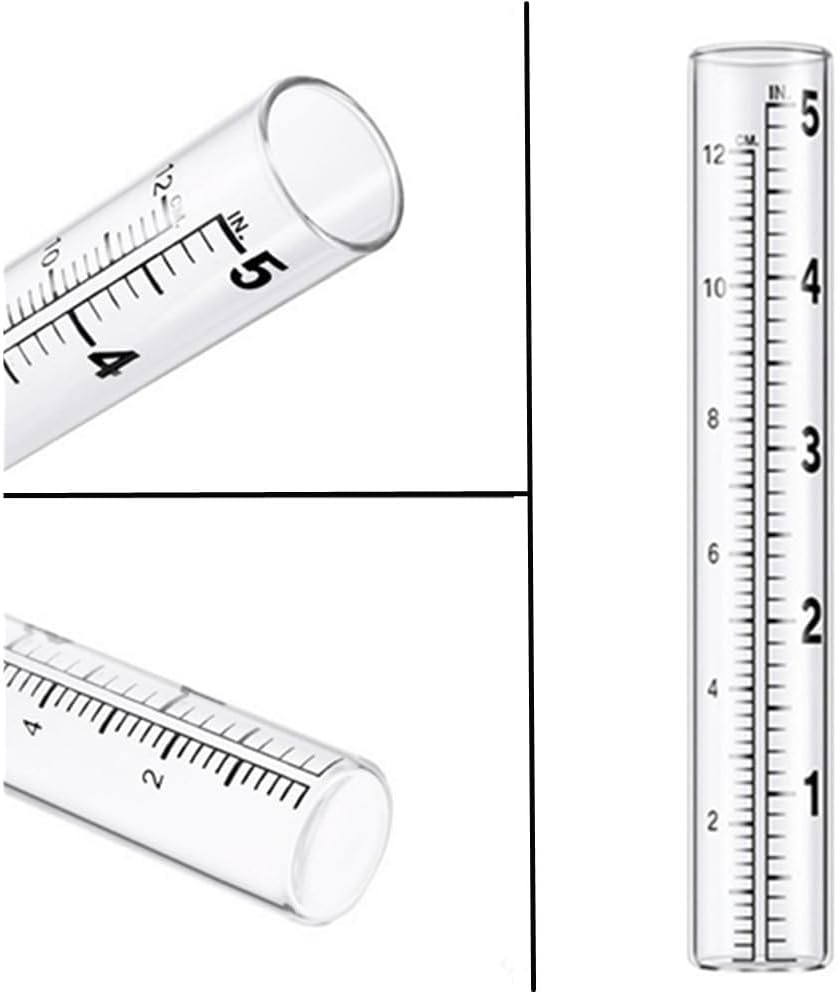 Rain Gauge,Granmagazz 4Pcs Rain Gauge Replacement Glass Tube, Garden Glass Rain Gauge, Glass Measuring Gauge Outdoor Rain Gauge with Scales for Home Garden Farm, Clear image number 3