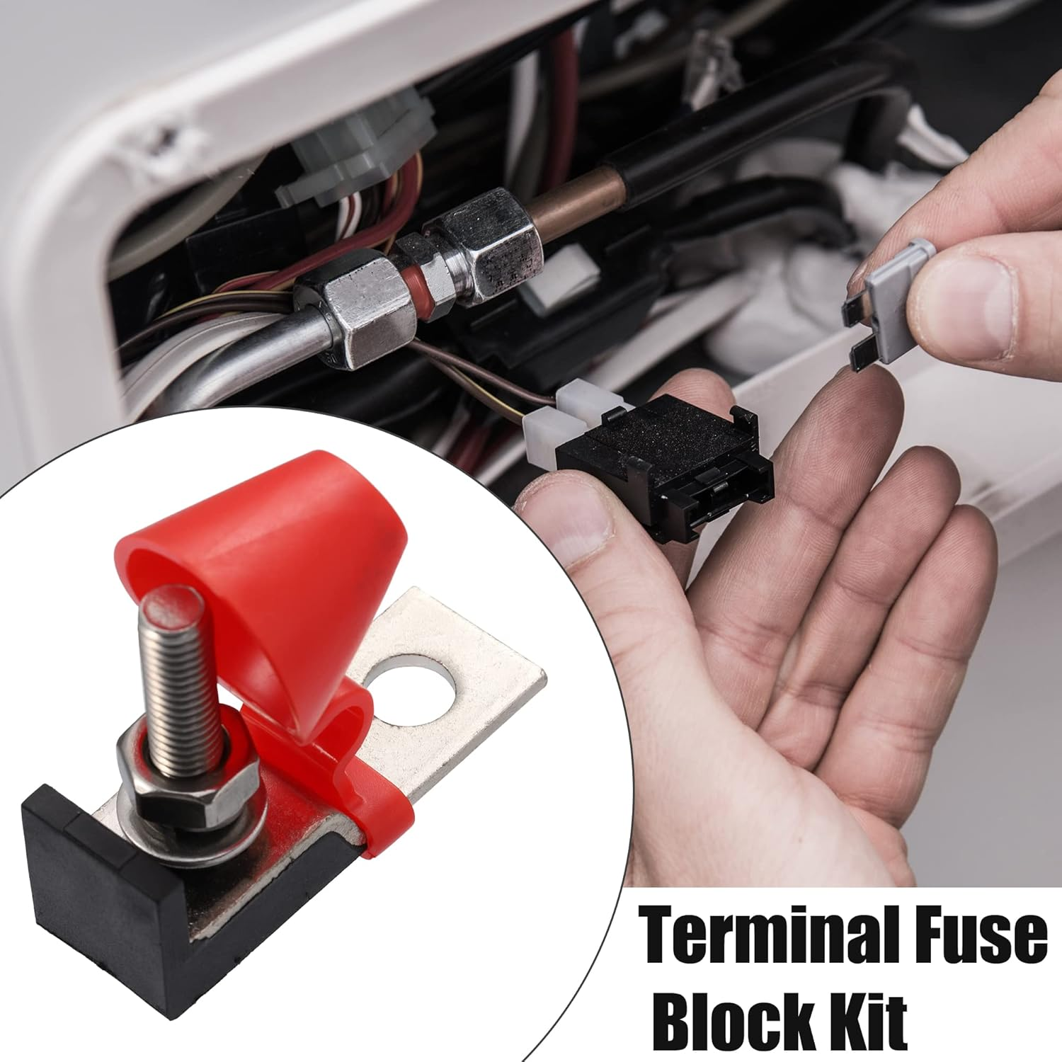 X AUTOHAUX 1 Set 150A Battery Fuse Terminal Fuse Block Kit Fuse Max Voltage 58V for Car Marine Boat RV image number 2