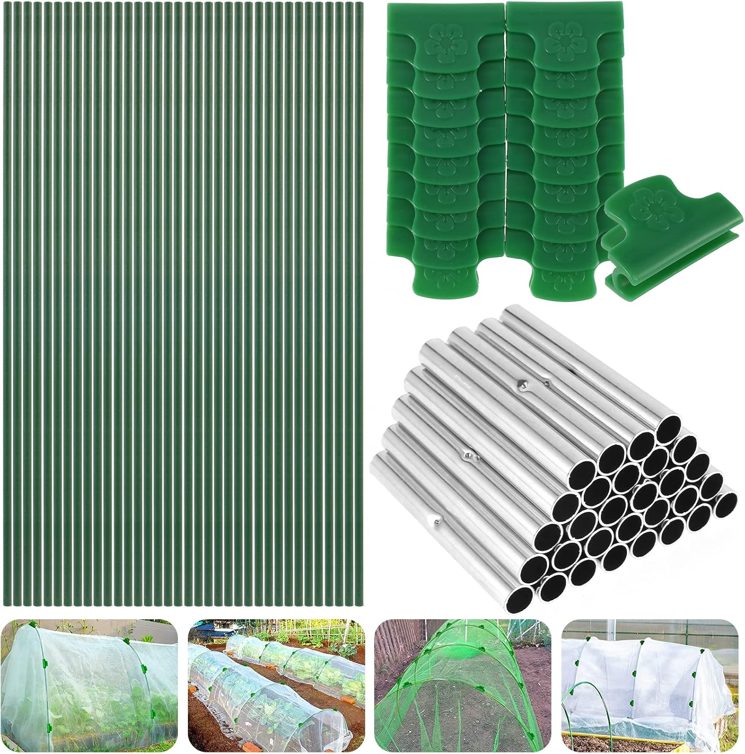 84Pcs Greenhouse Hoops for Raised Beds, Garden Bed, Garden Hoops, Grow Tunnel, Detachable Fiberglass Greenhouse Tunnel Arches, Garden Plant Protection Hoops with 18 Clips for Netting Fabric image number 3
