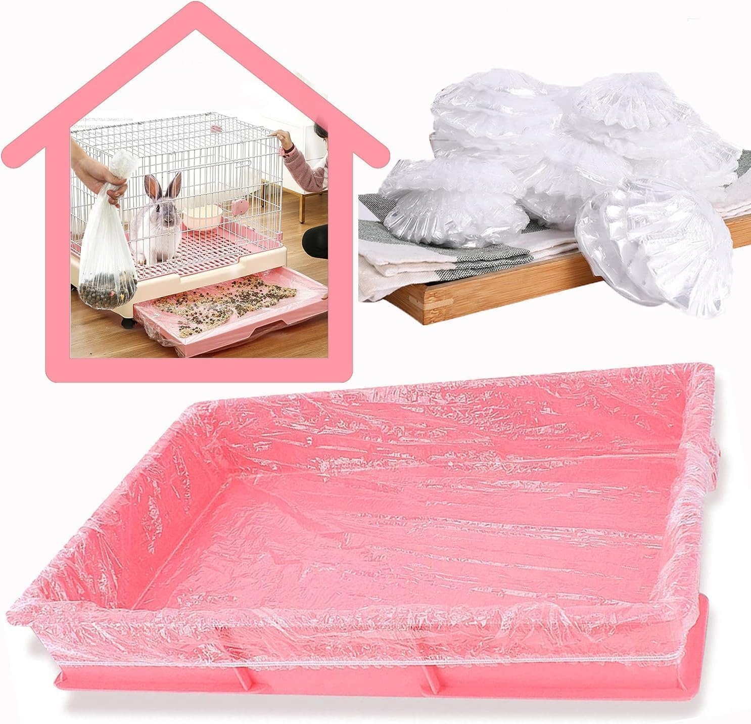 50 X Disposable Cage Liners for Small Animals Cage Liners Guinea Pig Rabbits Bedding Waste & Litter Pan Bags, Plastic Bunny Cage Mat Film image number 2