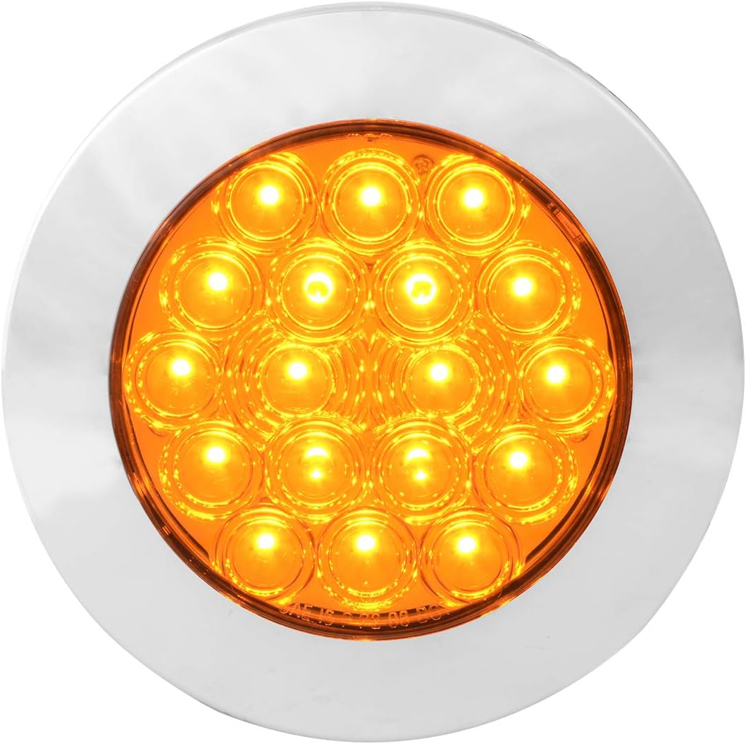 GG Grand General 75872 Red/Red 4 Inch Fleet 18 Led Flange Mount with Bezel, 3 Prong