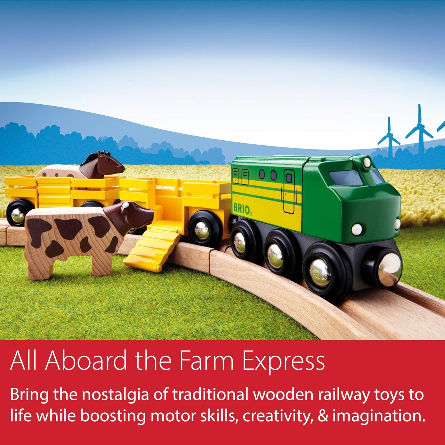 BRIO World 33404 - Farm Train 5 Pieces &ndash; Wooden Cargo Train Set with Animal & Farm Accessories &ndash; Magnetic Railway Toy for Kids Ages 3+ &ndash; Compatible with BRIO Tracks image number 1