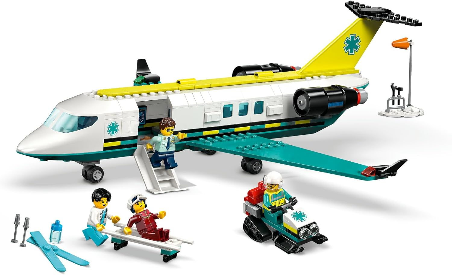 LEGO&reg; City Emergency Air Ambulance Plane, Snow Scooter and Toy Airplane 60465 Building Set with Paramedic, Pilot, Doctor and Skier Minifigures, Fun Holiday or Birthday Toy Idea for Kids Aged 6 and Up