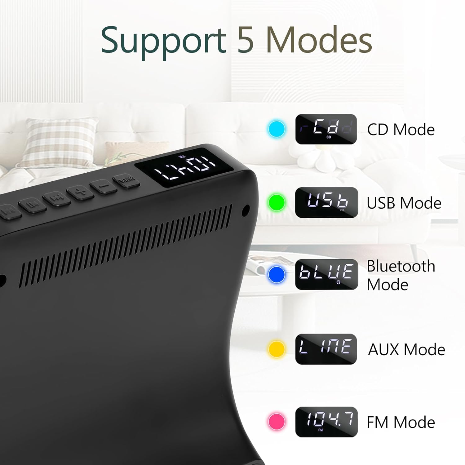 CD Player Portable with Bluetooth, FM Radio CD Players with Hifi Speakers, USB/AUX Ports, Desktop CD Music Player for Home, Black CD Player from SHIWAKOTO